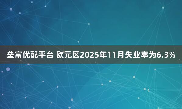 垒富优配平台 欧元区2025年11月失业率为6.3%