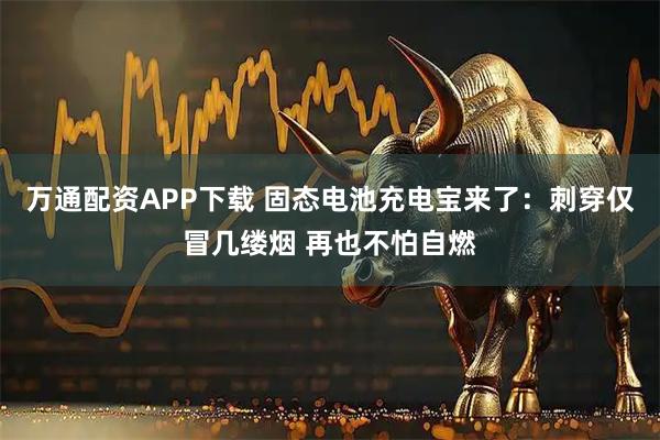 万通配资APP下载 固态电池充电宝来了：刺穿仅冒几缕烟 再也不怕自燃